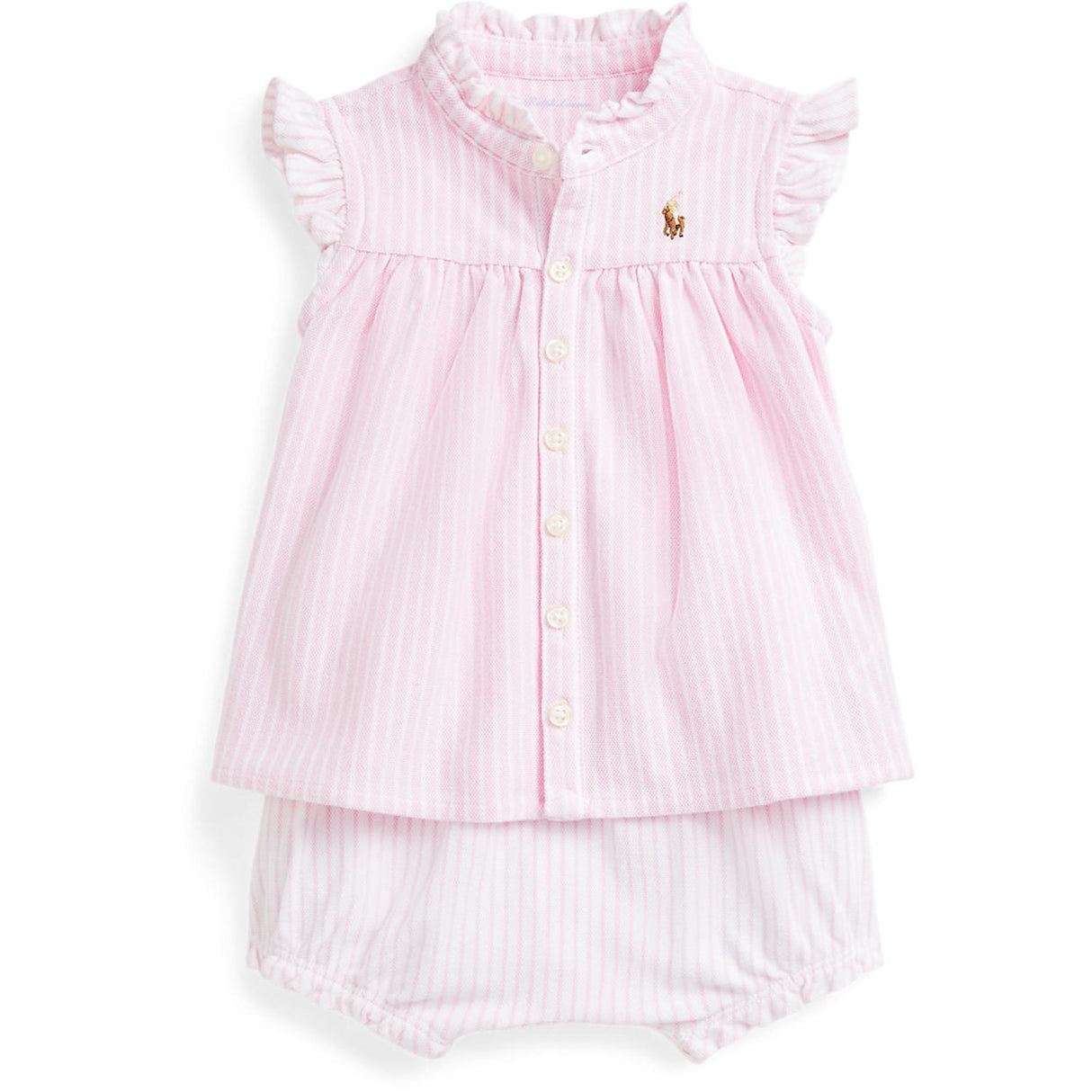 Ralph Lauren Baby Carmel Pink Multi Shorts Set