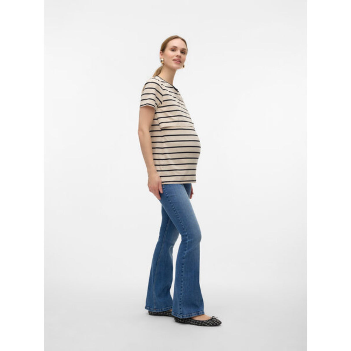 Vero Moda Maternity Medium Blue Denim Sigi Flared Denim Jeans Noos