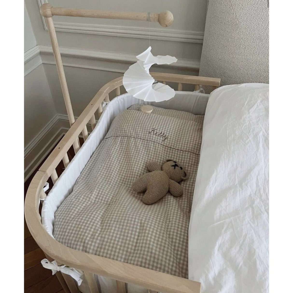 Lalaby Beige Gingham Classic Bedding