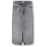 kids ONLY Medium Grey Denim Gianna Belted Midi Skirt Dot Denim