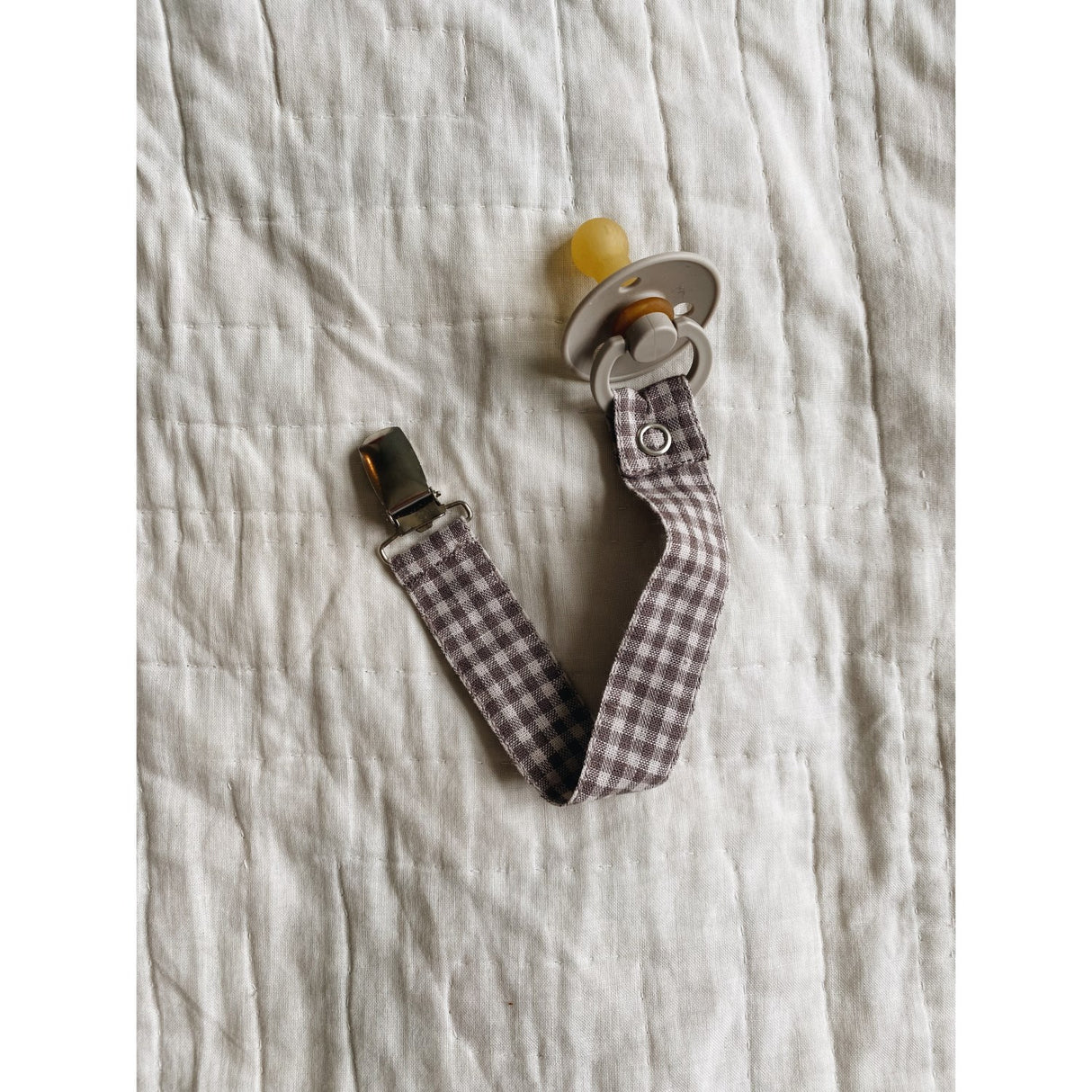 Lalaby Mini Check Pacifier Clip