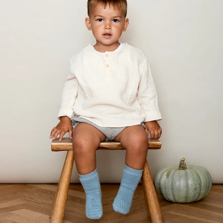 Gobabygo Dusty Blue Non Slip Socks Organic Cotton