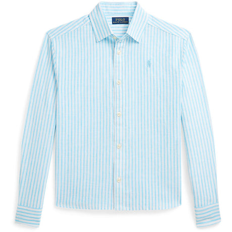 Polo Ralph Lauren Turquoise Nova/Whte Stripe Girl Button Front Shirt