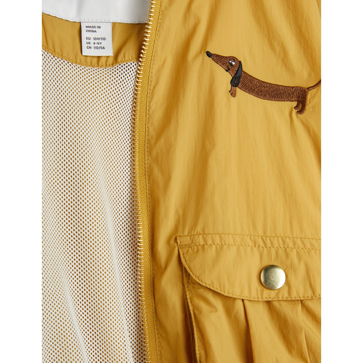 Mini Rodini Beige Dog Nylon Baseball Jacket Embroidery