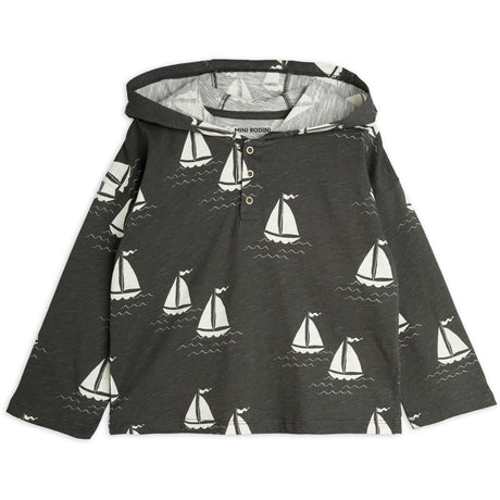 Mini Rodini Grey Sailing Boats AOP Hoodie