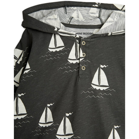 Mini Rodini Grey Sailing Boats AOP Hoodie