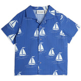 Mini Rodini Blue Sailing Boats AOP Woven Shirt