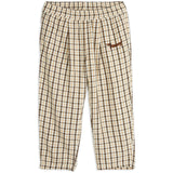 Mini Rodini Beige Gingham Woven Elastic Trousers