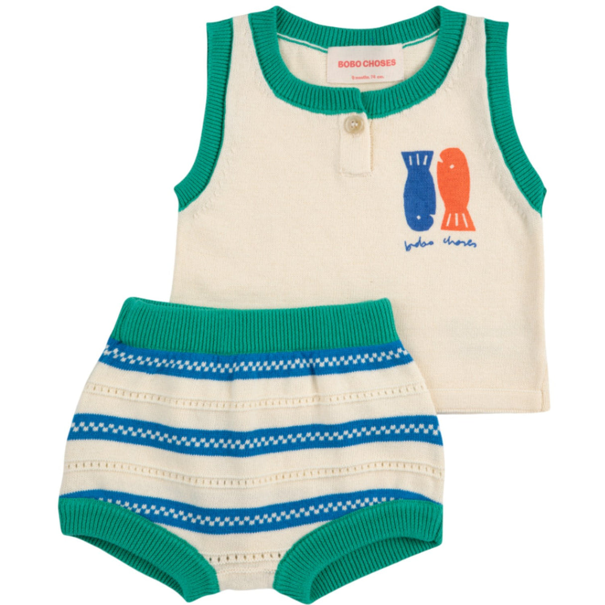 Bobo Choses Offwhite Lucky Fish Knitted Set