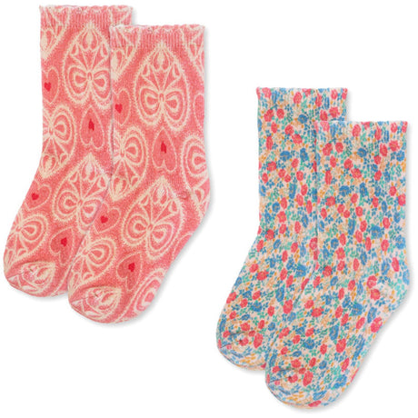 Konges Sløjd Fiola/Lacy Pink 2 Pack Printed Socks Ocs