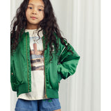 Mini Rodini Green Note Chenille Satin Baseball Jacket