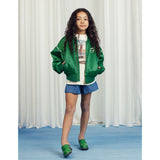 Mini Rodini Green Note Chenille Satin Baseball Jacket