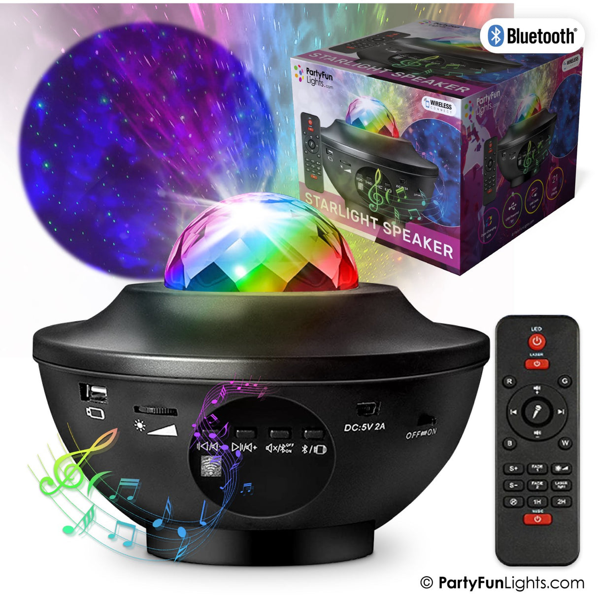 Party Funlight Galaxy Bluetooth Speaker with Remote Control