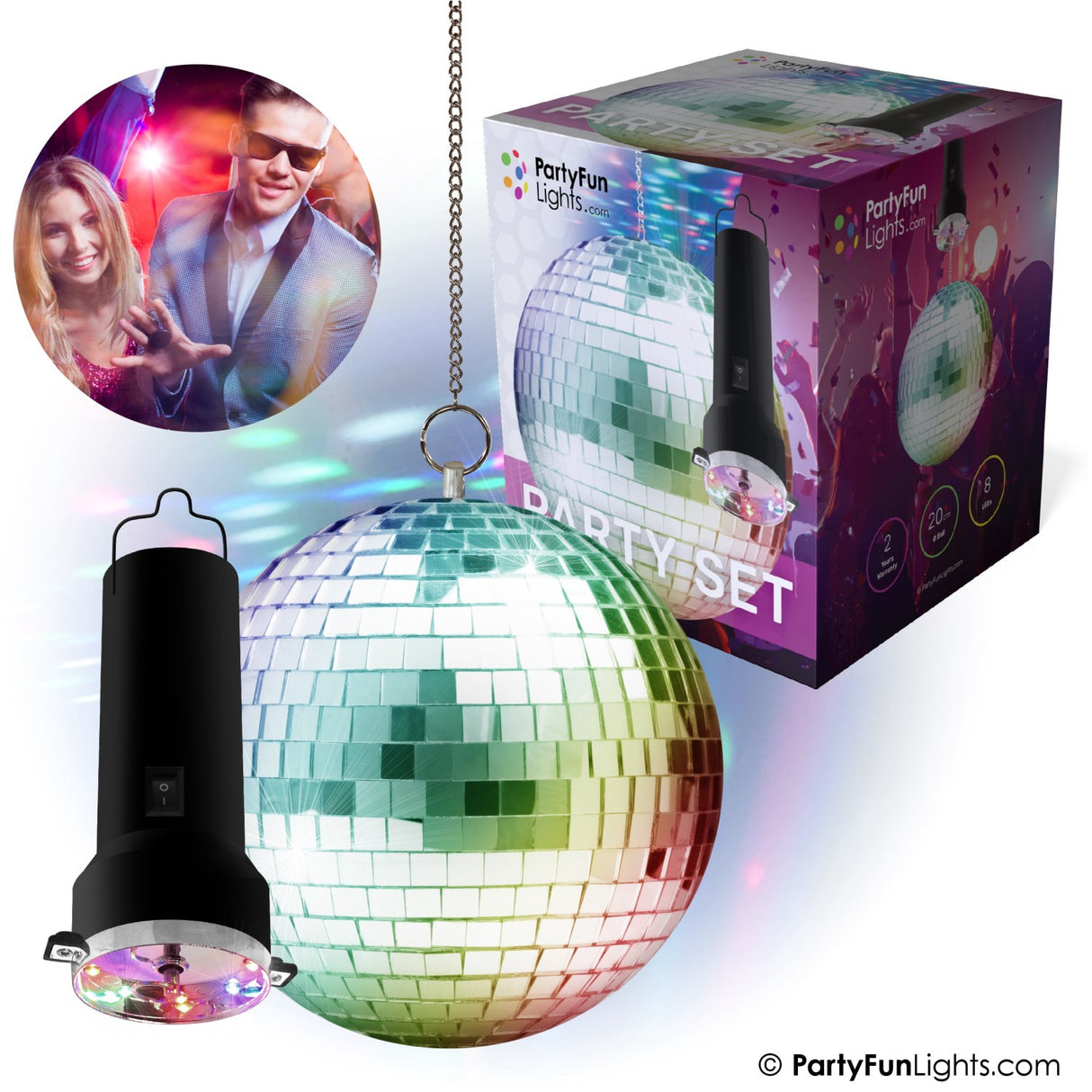 Party Funlight Party Set - Rotating Mirror Ball With LED And Motor