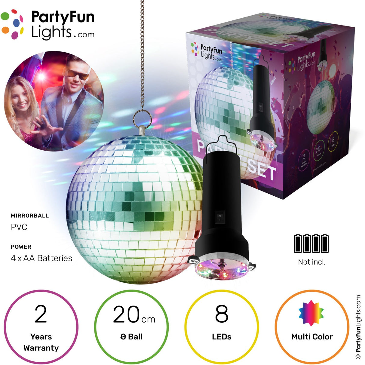 Party Funlight Party Set - Rotating Mirror Ball With LED And Motor