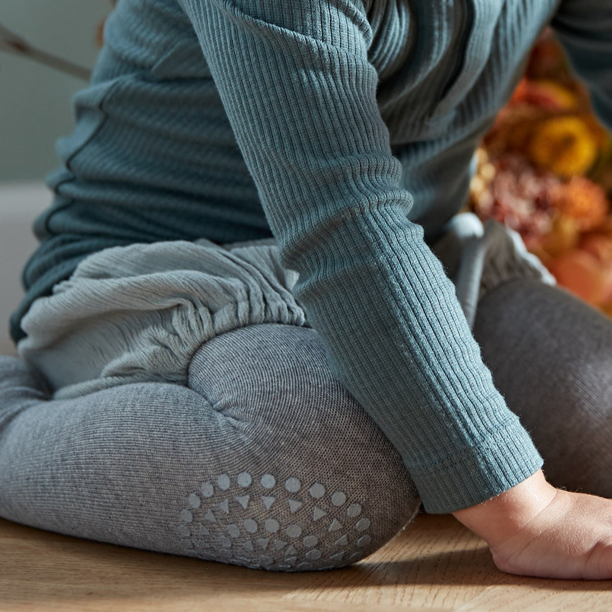 Gobabygo Grey Melange Crawling Tights Organic Cotton