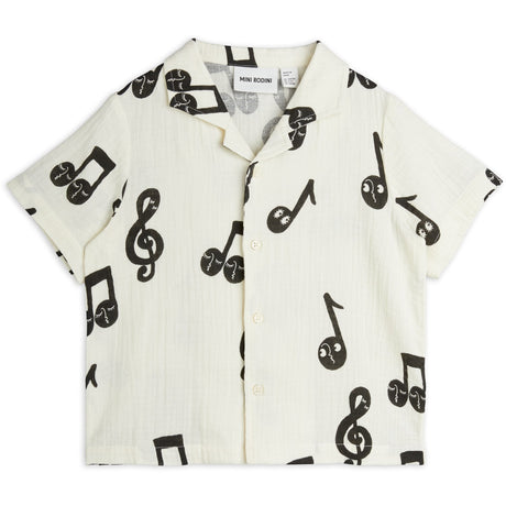 Mini Rodini White Note AOP Muslin Shirt