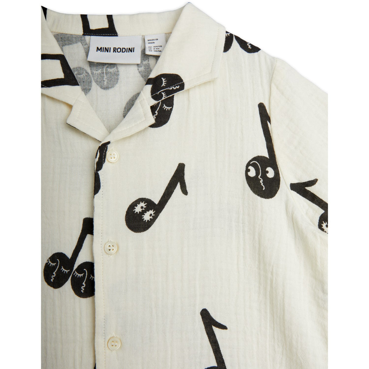 Mini Rodini White Note AOP Muslin Shirt