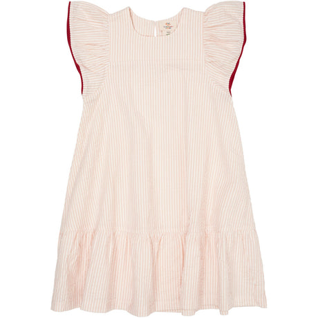 COPENHAGEN COLORS Dusty Rose W Cream Stripe W. Berry Seersucker Dress W. Frill Sleeves