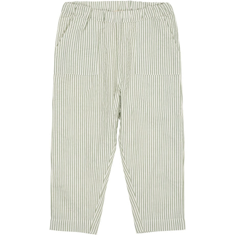 COPENHAGEN COLORS Green W Cream Stripe Seersucker Pants