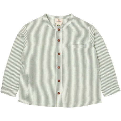 COPENHAGEN COLORS Green W Cream Stripe Seersucker Shirt W. Placket