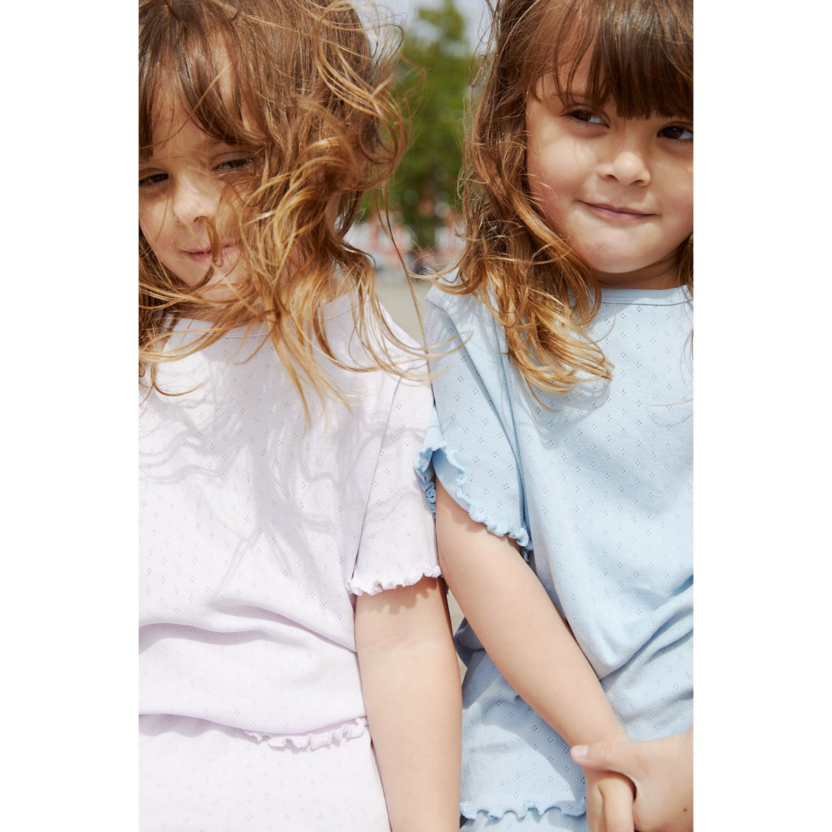 COPENHAGEN COLORS Dusty Blue Summer Pointelle T-Shirt Ss