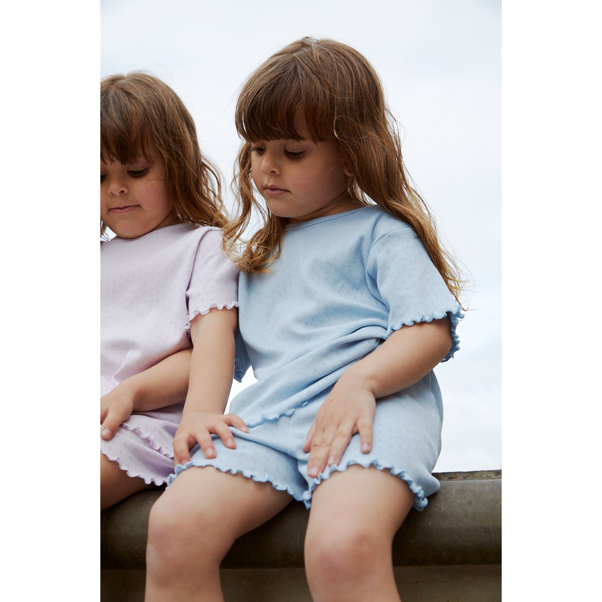 COPENHAGEN COLORS Dusty Blue Summer Pointelle T-Shirt Ss