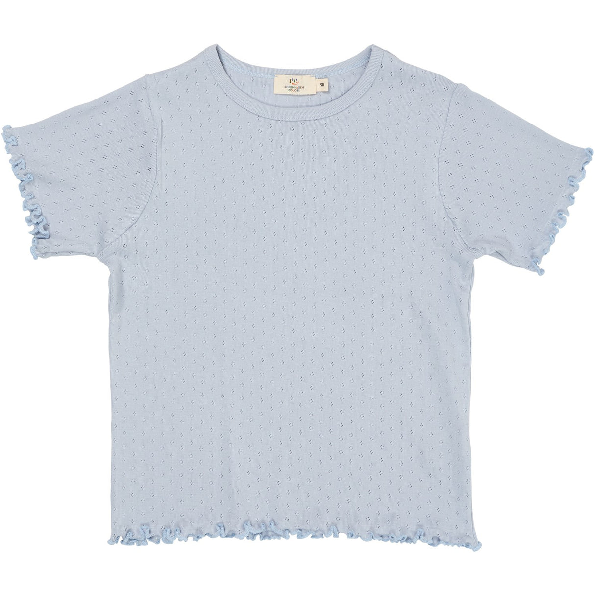 COPENHAGEN COLORS Dusty Blue Summer Pointelle T-Shirt Ss