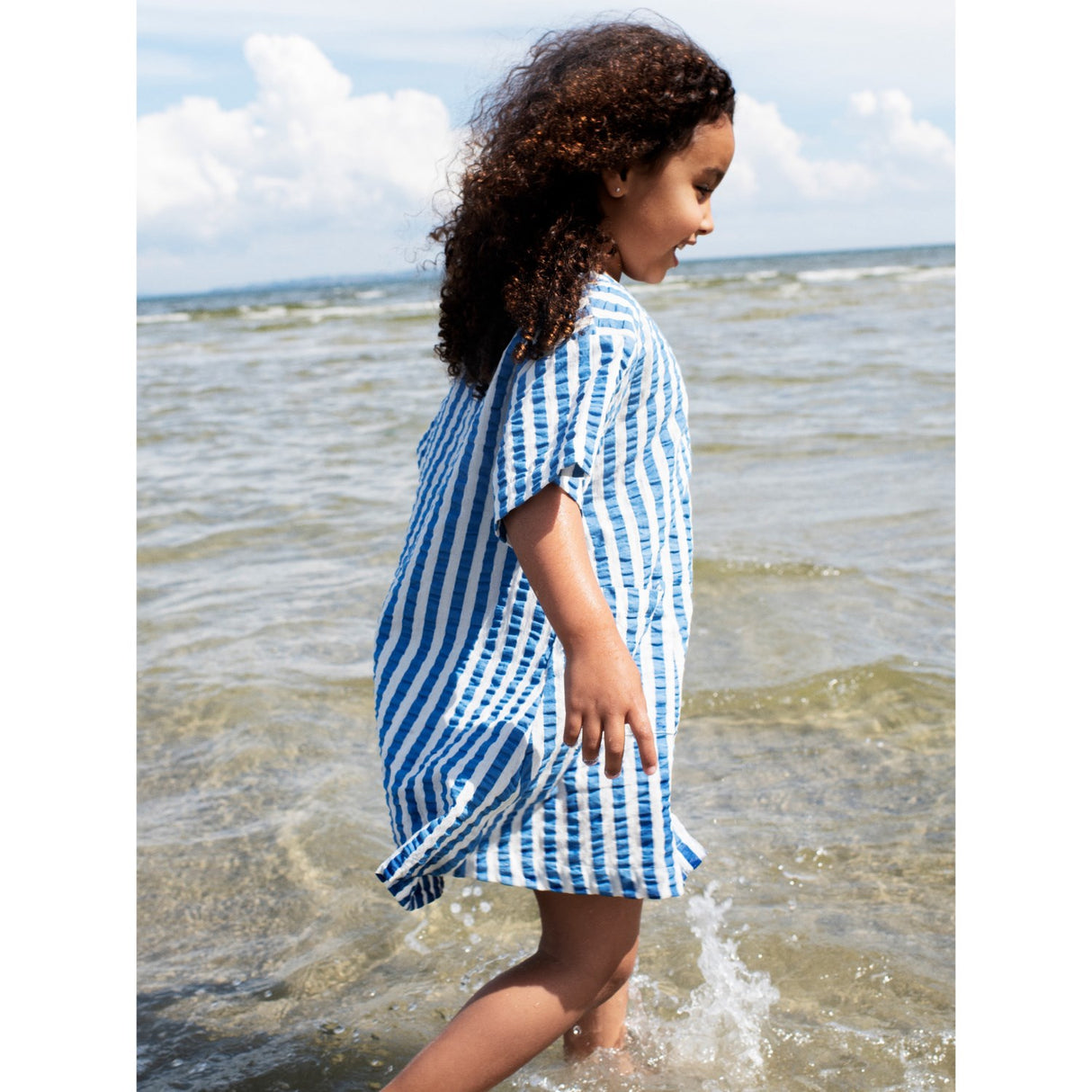 Serendipity Azur Stripe Button Dress