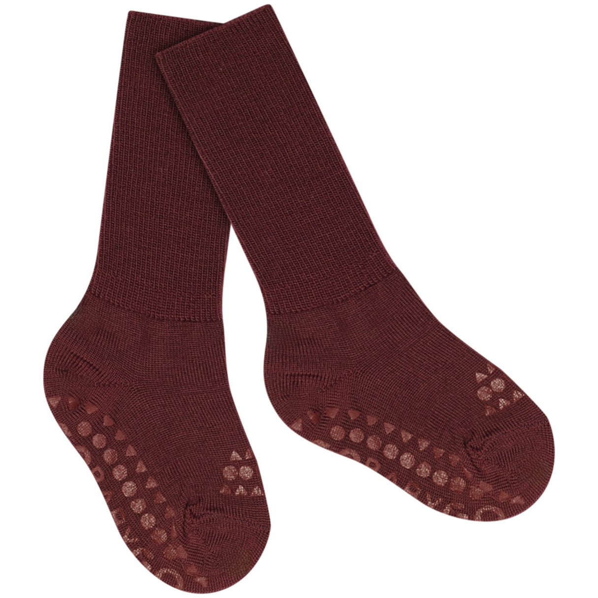 Gobabygo Wine Red Non-Slip Socks In Merino Wool