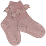 Gobabygo Rose Blush Non-Slip Socks In Merino Wool Lace