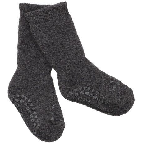 Gobabygo Dark Grey Melange Non-Slip Socks Organic Terry Cotton