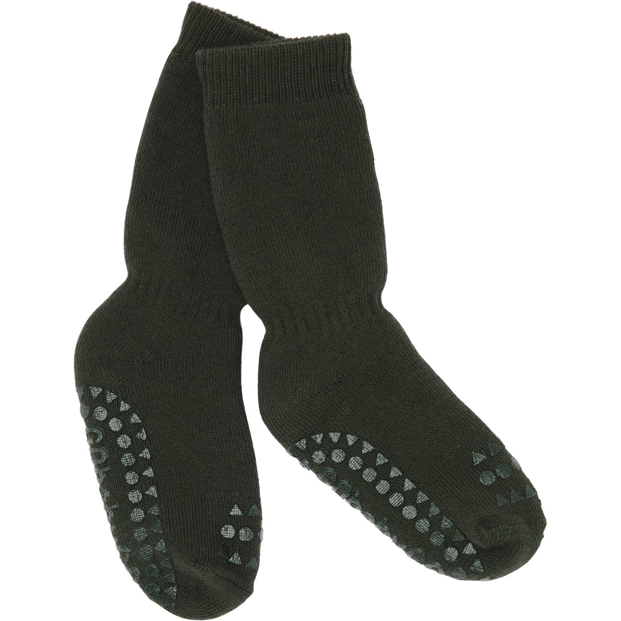 Gobabygo Forest Green Non-Slip Socks Organic Terry Cotton