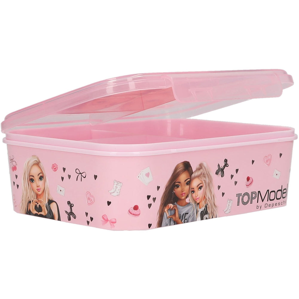 Depesche 13414 TOPModel Juicy - Brotdose in Grün und Rosa, mit Model Motiv und Blumen Muster, Lunchbox mit 3 Fächern und Klappdeckel Depesche 13414 TOPModel Juicy - Brotdose in Grün und Rosa, mit Model Motiv und Blumen Muster, Lunchbox mit 3 Fächern und Klappdeckel