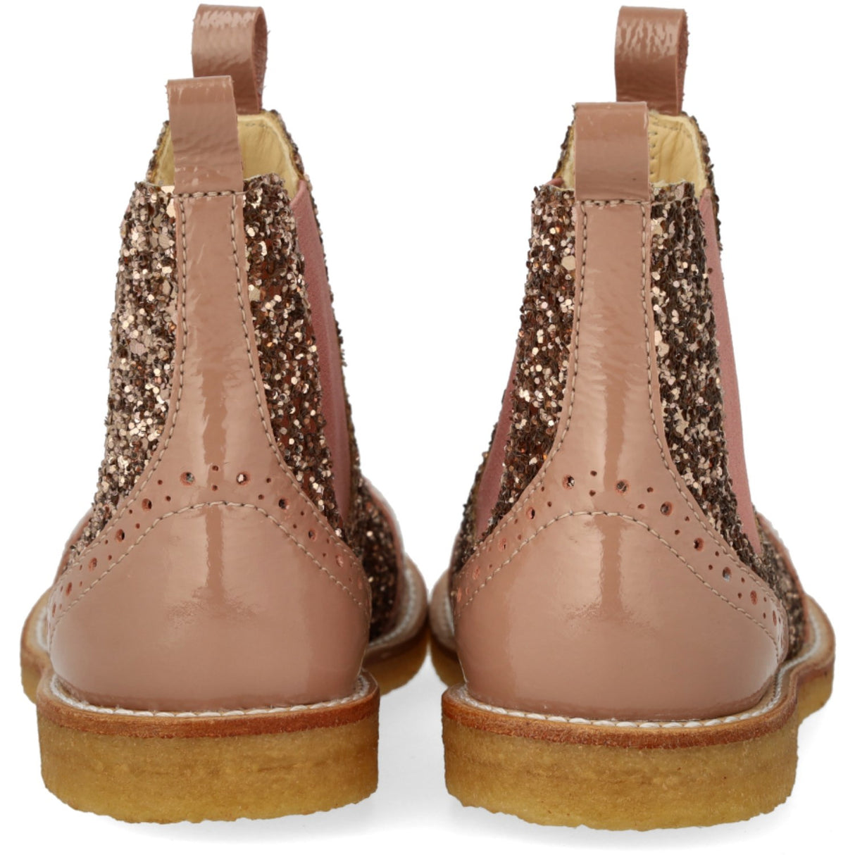 Angulus Clay/Clay Glitter/Rosa Chelsea Boot Med Glitter Og BrAndues Detaljer