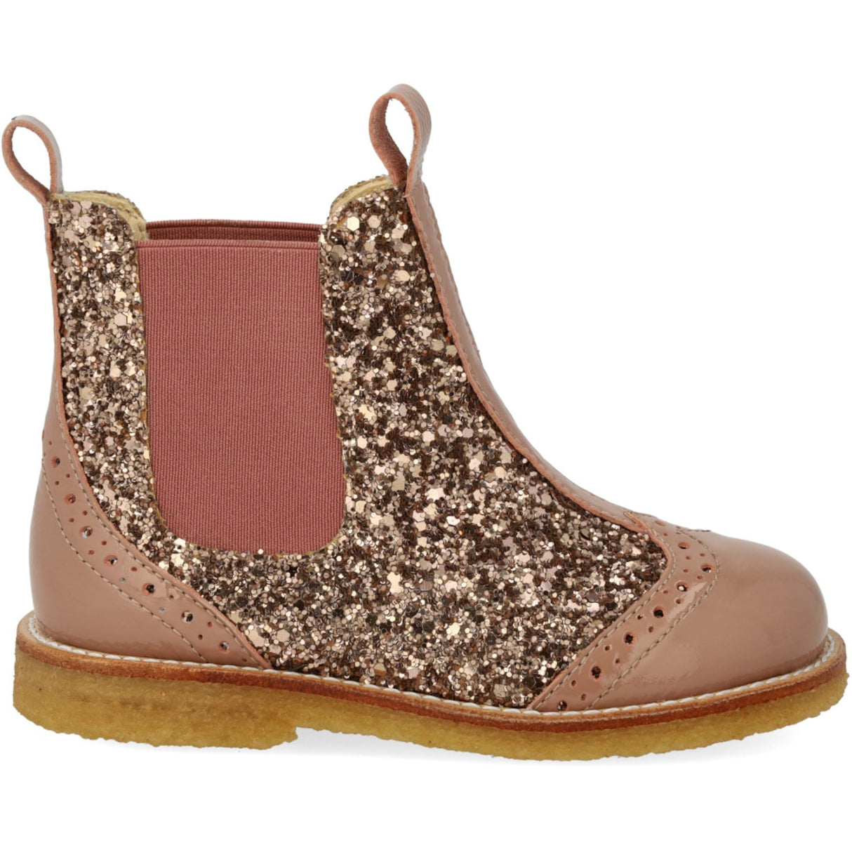 Angulus Clay/Clay Glitter/Rosa Chelsea Boot Med Glitter Og BrAndues Detaljer