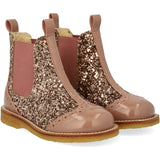 Angulus Clay/Clay Glitter/Rosa Chelsea Boot Med Glitter Og BrAndues Detaljer