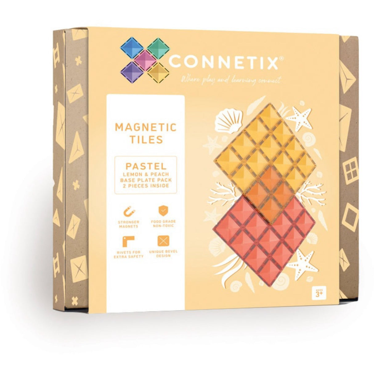 Connetix Pastel Lemon & Peach Base Plate 2 Pieces