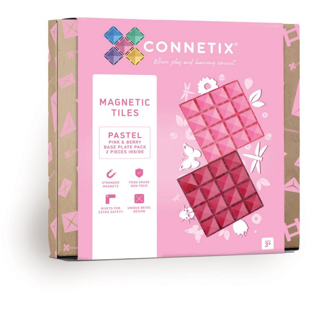 Connetix Pastel Pink & Berry Base Plate 2 Pieces