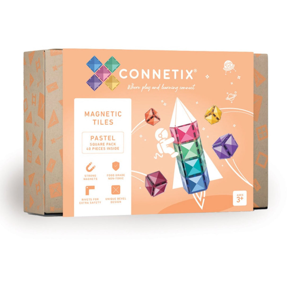 Connetix Pastel Square Pack 40 Pieces