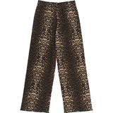 The New Oxford Tan AOP Ellen Wide Rib Pants