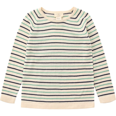 Copenhagen Colors Cream/Navy/Sky Blue Comb. Knit Blouse