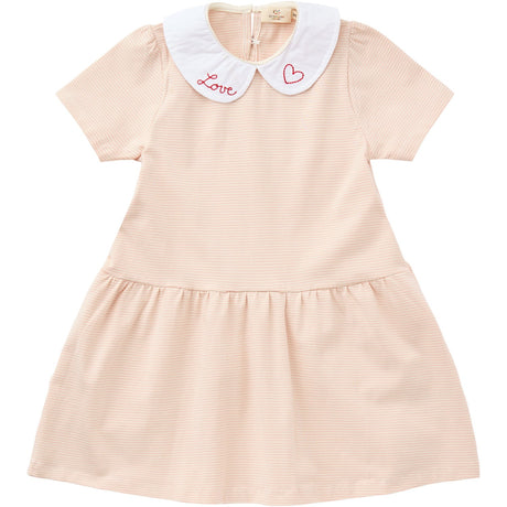 COPENHAGEN COLORS Dusty Rose/Cream Stripe Striped Dress W. Poplin Collar