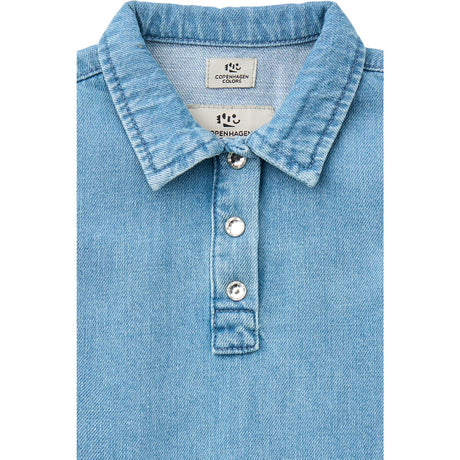 COPENHAGEN COLORS Lt Blue Indigo Washed Organic Denim Dress W. Simili & Backside Patch