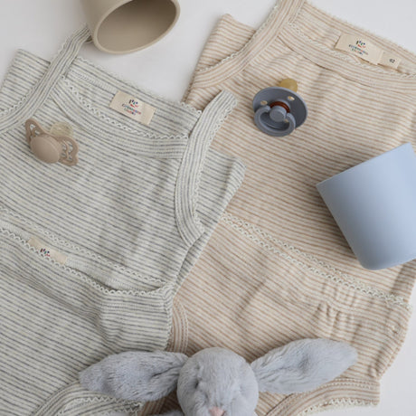 COPENHAGEN COLORS Grey Stripe Strap Top And Underpants Striped