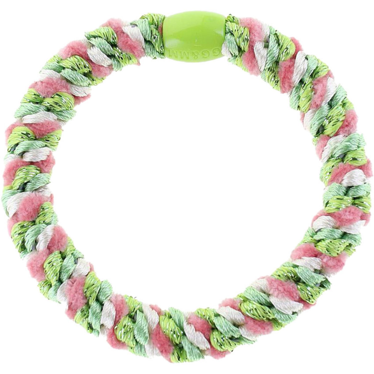 Bow's by Stær Braided Hair Elastic - Multi Green/Rose/White Glitter 6-pack