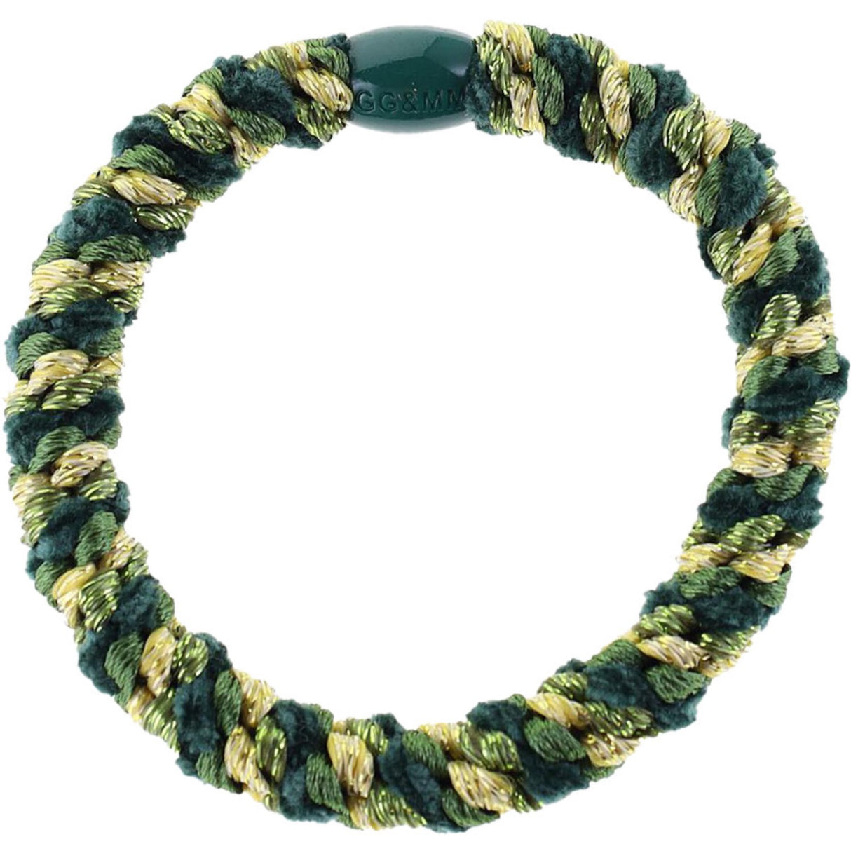 Bow's by Stær Braided Hair Elastic - Multi Dark Green/Gold Glitter 6-pack
