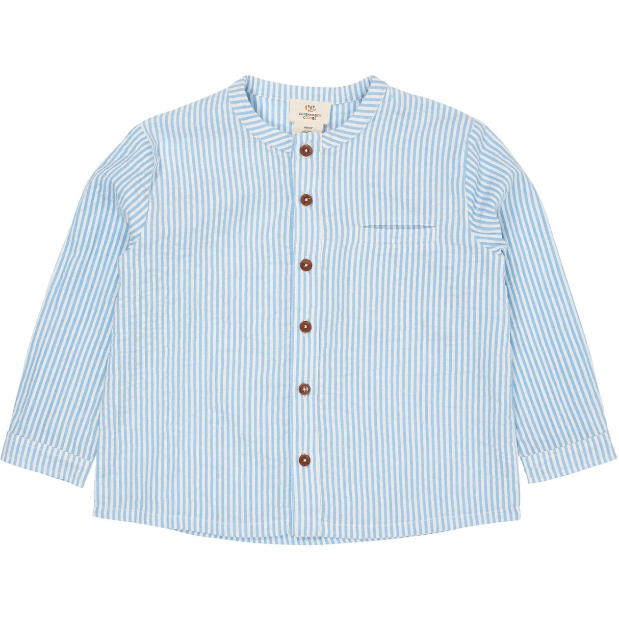 Copenhagen Colors Sky Blue W Cream Stripe Seersucker Shirt