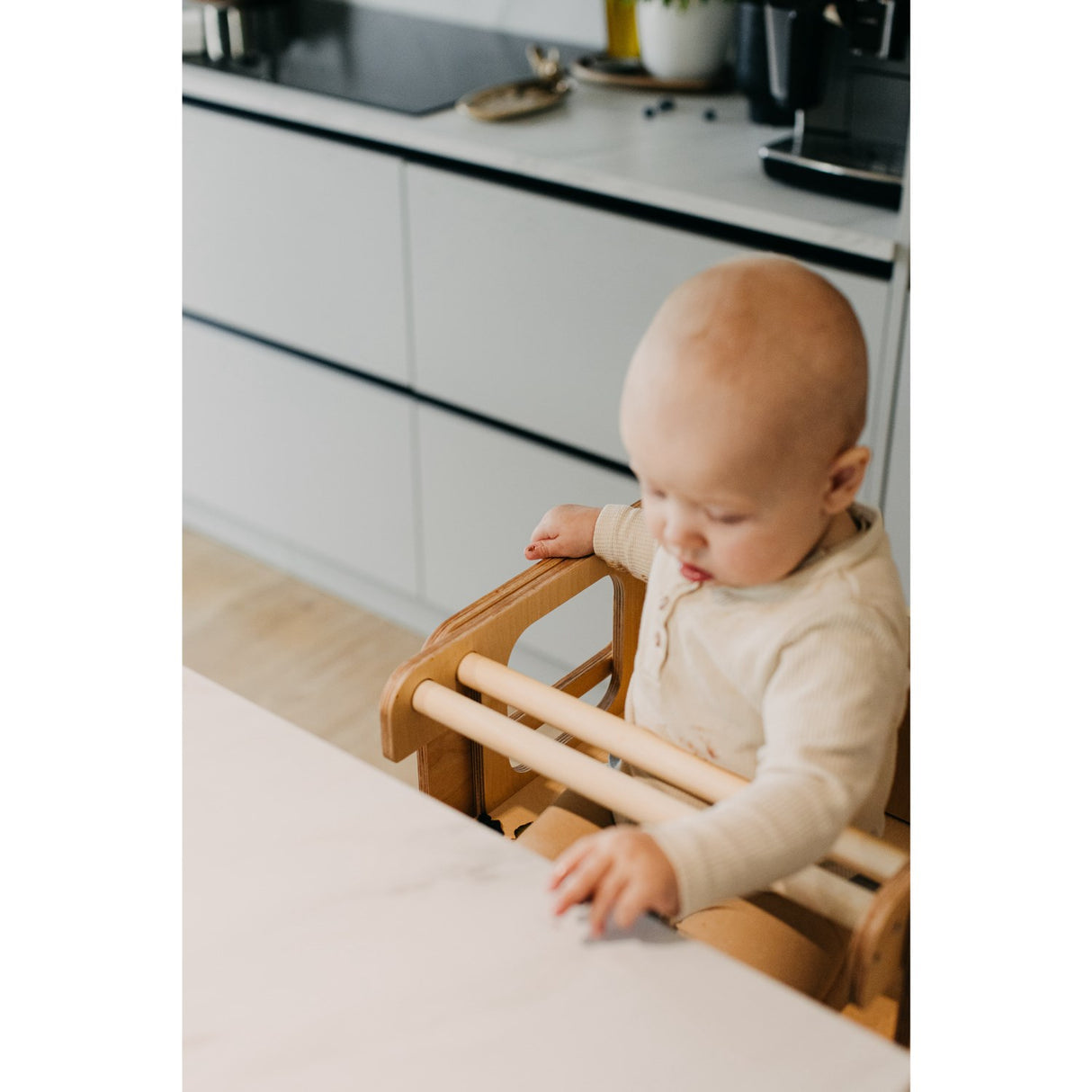 Duck Woodworks Natural High Chair Add-on For Kitchen Tower
