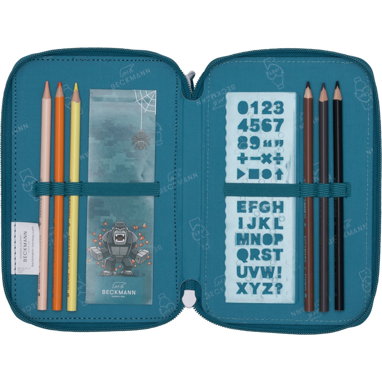 Beckmann Jungle Game Tre-lags Pencil Case M/Indhold